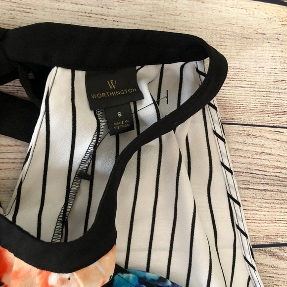 Worthington Black/White Stripe Tank Top Size S - Picture 2 of 5